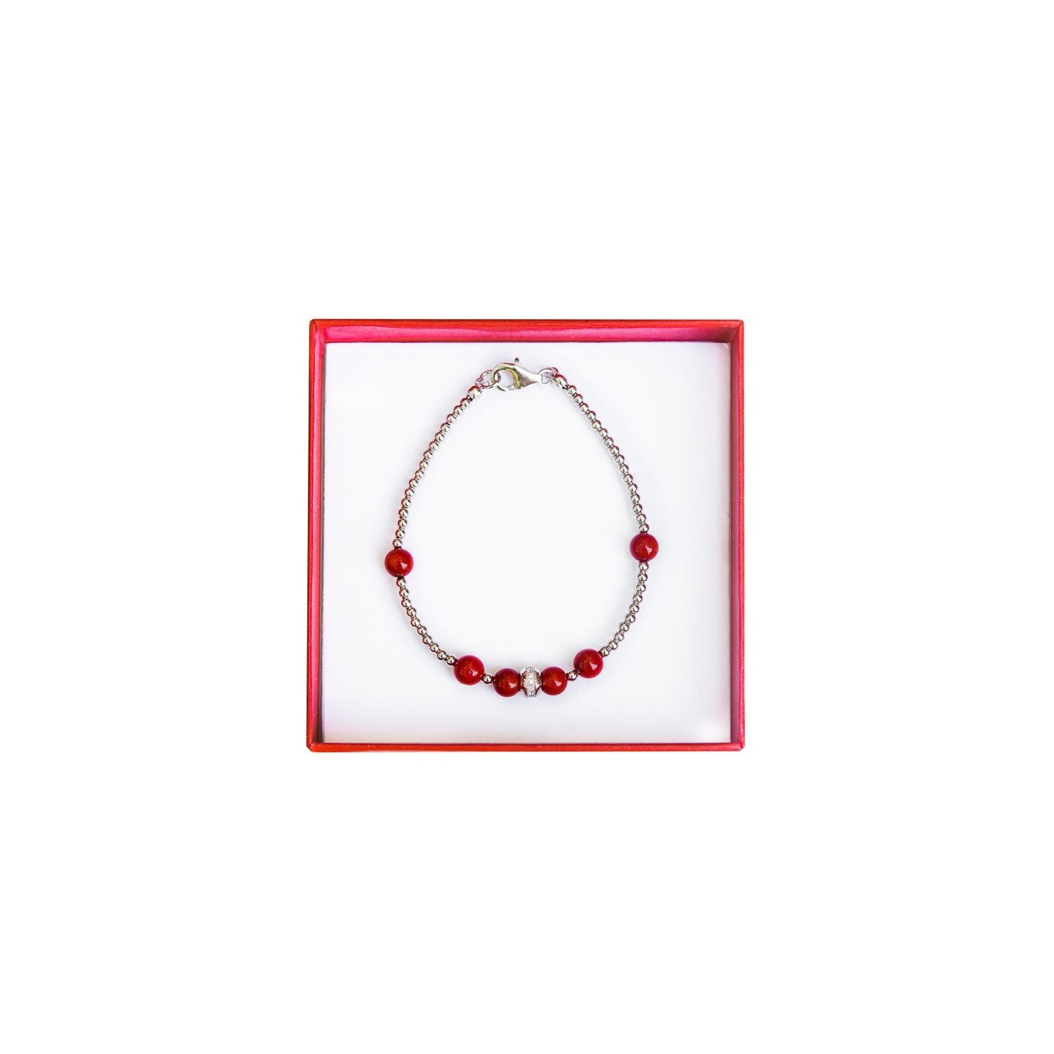 Irresistible silver and red coral bracelet