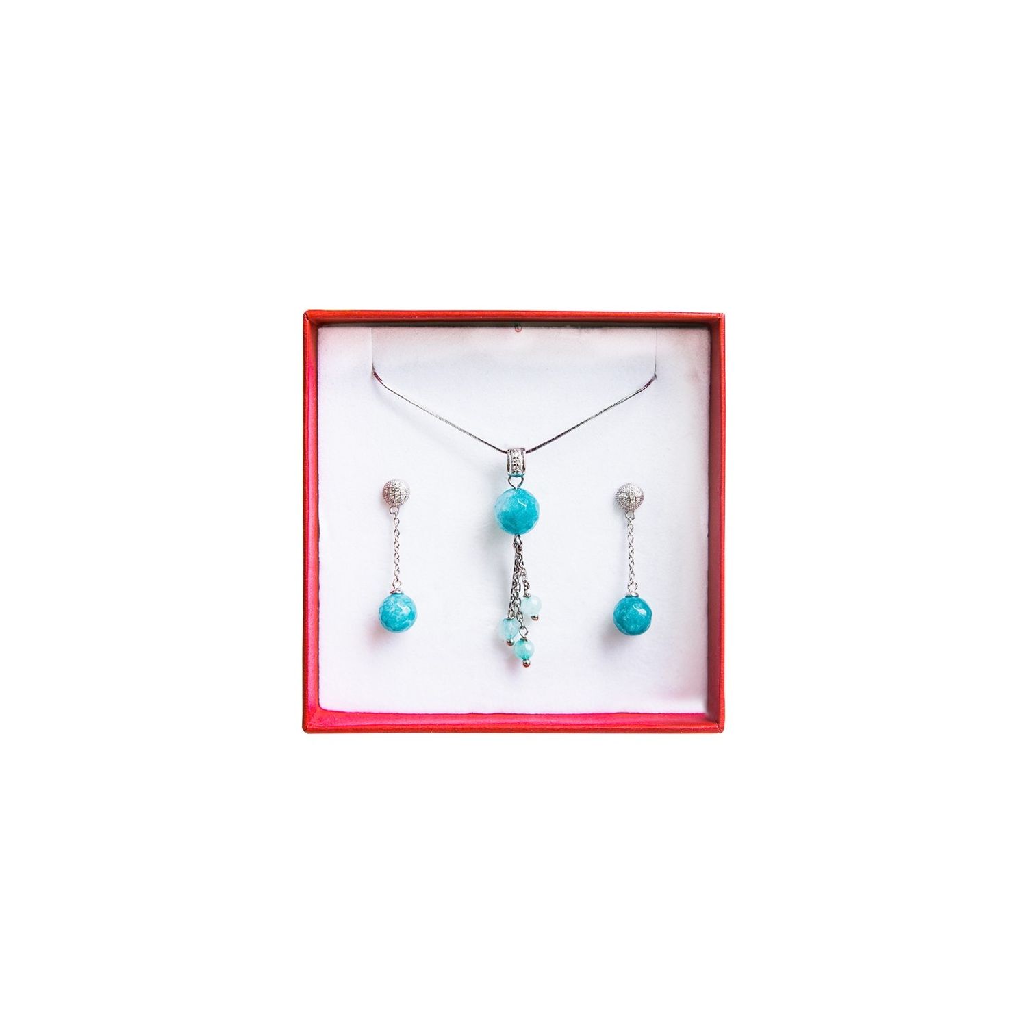 Agate silver turquoise jewelry set