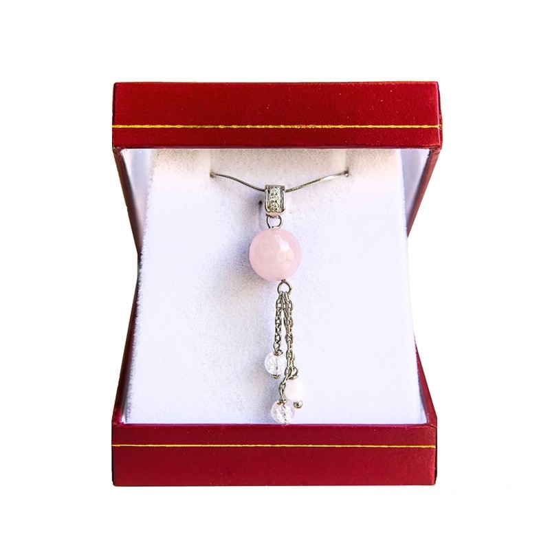 Set silver rose quartz jewelry