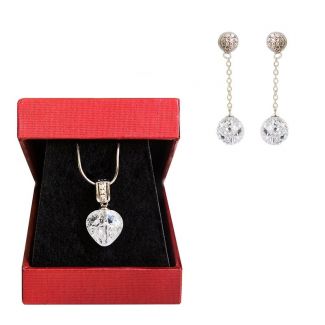 GIFT: Silver heart pendant ice crystal and silver earrings crystal ice My Way