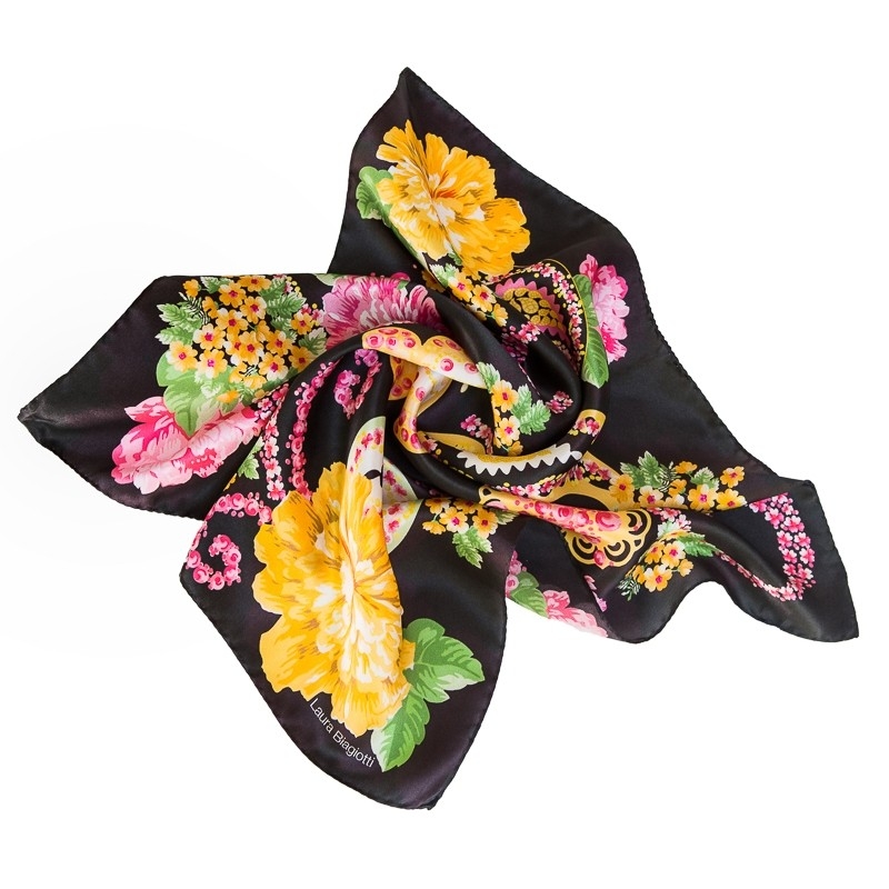 Silk Scarf Laura Biagiotti Ti Amo black