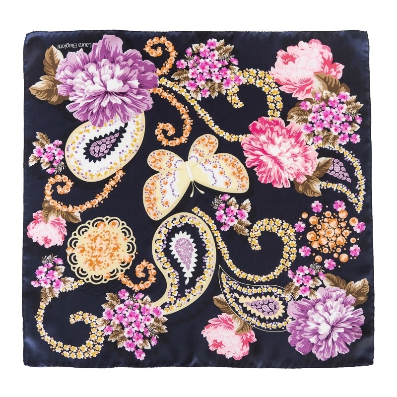 Silk Scarf Laura Biagiotti Ti Amo navy