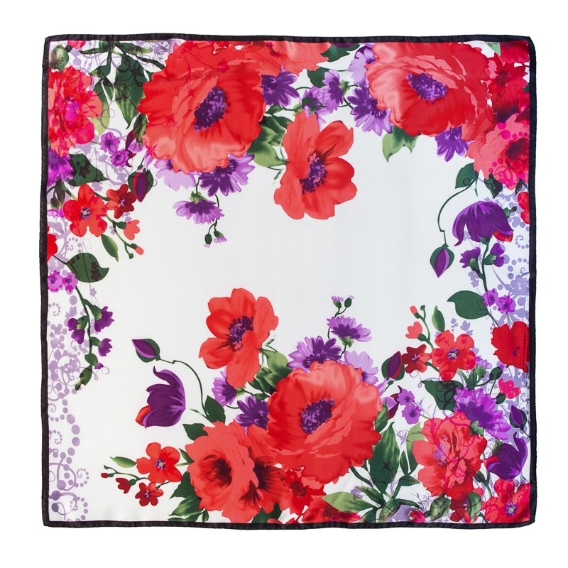 Silk Scarf Mila Schon Fiori Angolo coral