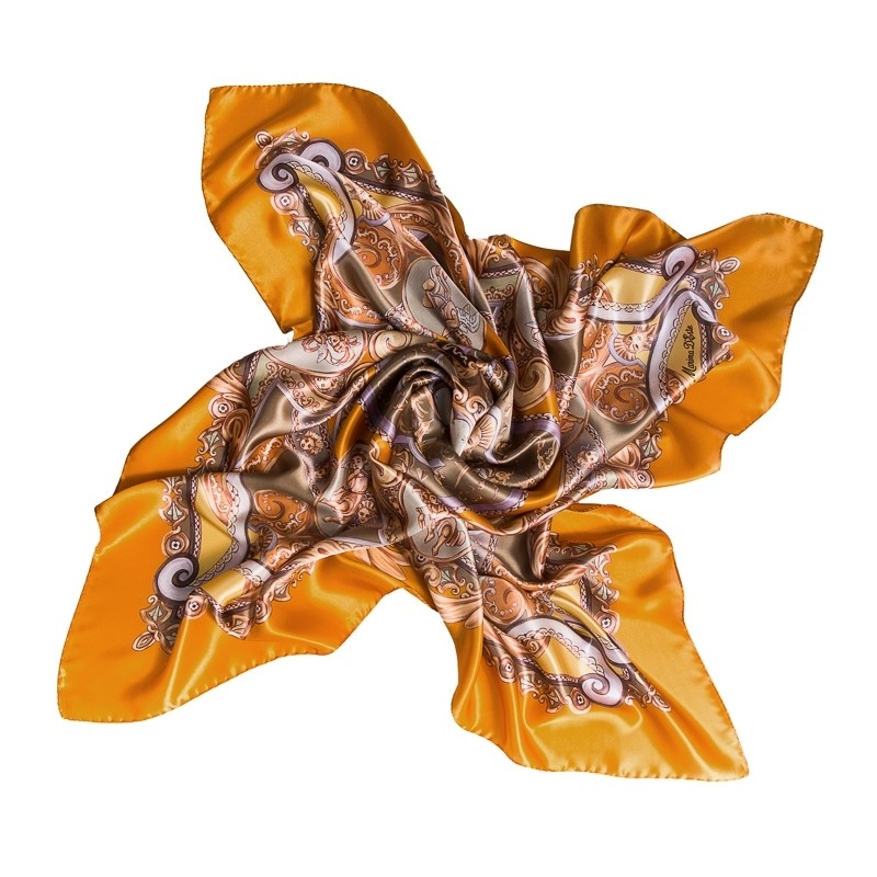 Esarfa matase naturala Marina D'Este When In Rome caramel