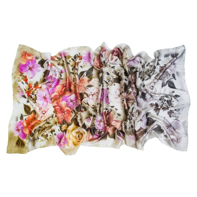 Silk Shawl Laura Biagiotti flowers corai