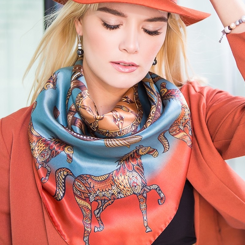 Silk Scarf Mila Schon Buona Fortuna brick