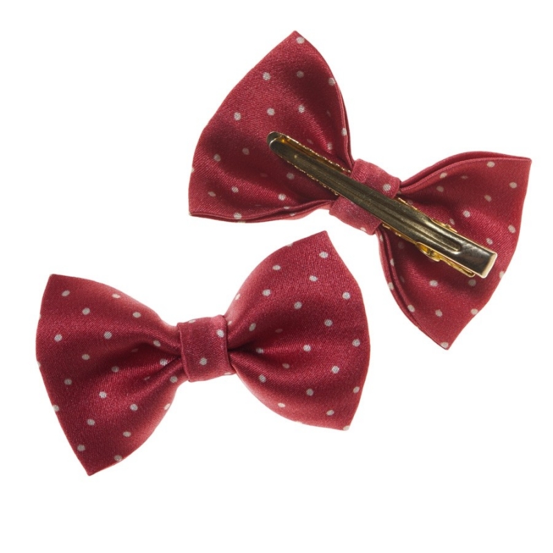 Fundiţă de păr bulinuţe bej fond roşu