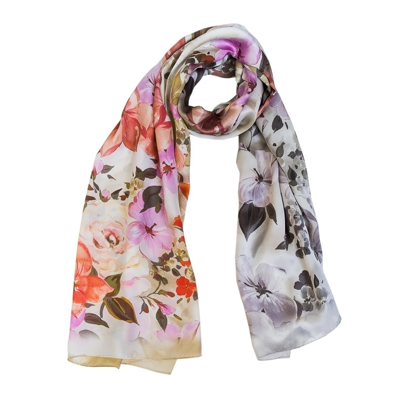 CADOU: Sal matase Laura Biagiotti little flowers corai si Pandantiv argint cuart roz tuburi fatetate