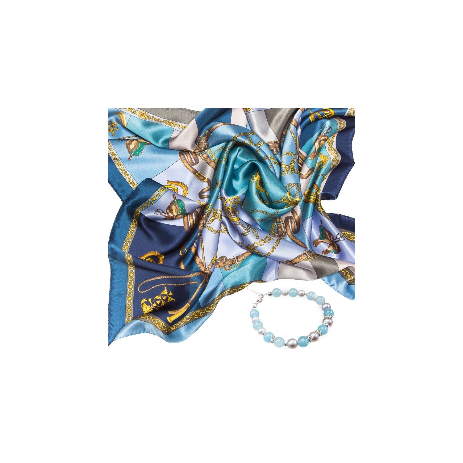 GIFT: blue scarf and bracelet Sienna Marina D`Este Angel pearls
