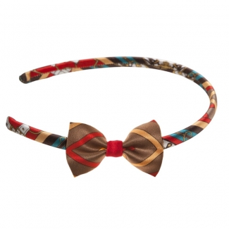 Headband cu fundiţă London Rush fond roşu