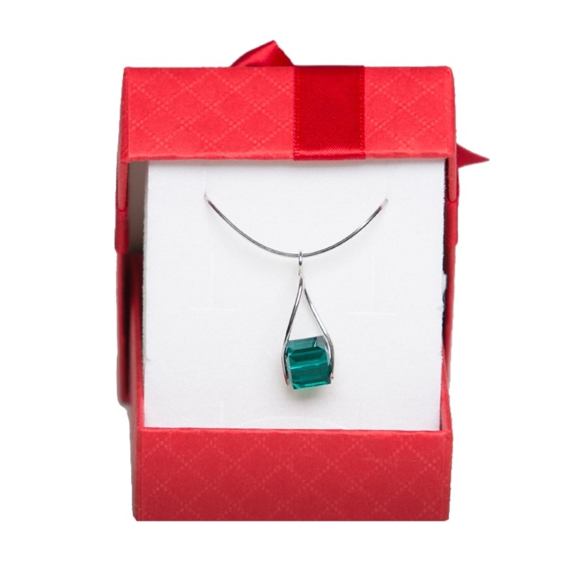 Colier argint cu Cristal Verde smarald