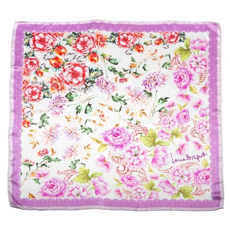 Esarfa matase naturala Laura Biagiotti delicate flowers pink