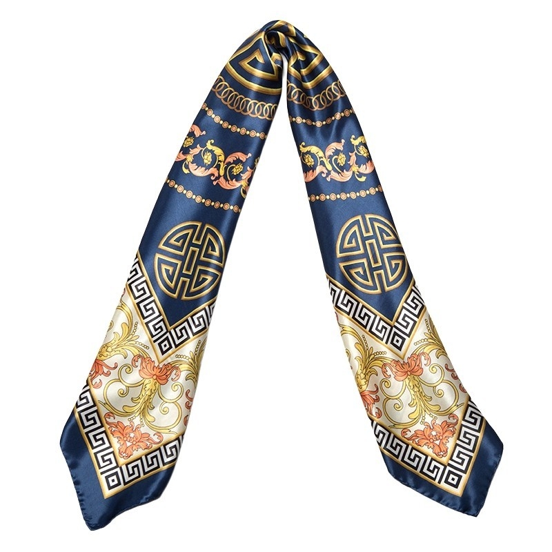 Silk Scarf Marina D'Este Greek key navy