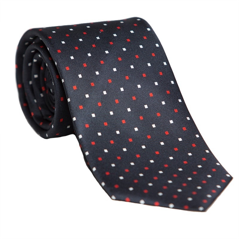 CADOU:Set esarfa si cravata matase L. Biagiotti navy red dots