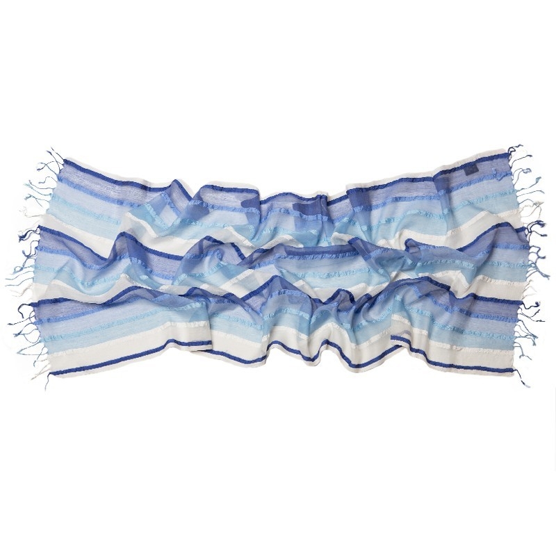 Sal matase si bumbac white-blue stripes