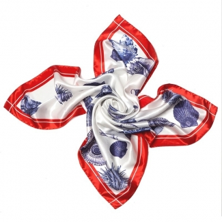 Esarfa matase naturala Mila Schon Marine White