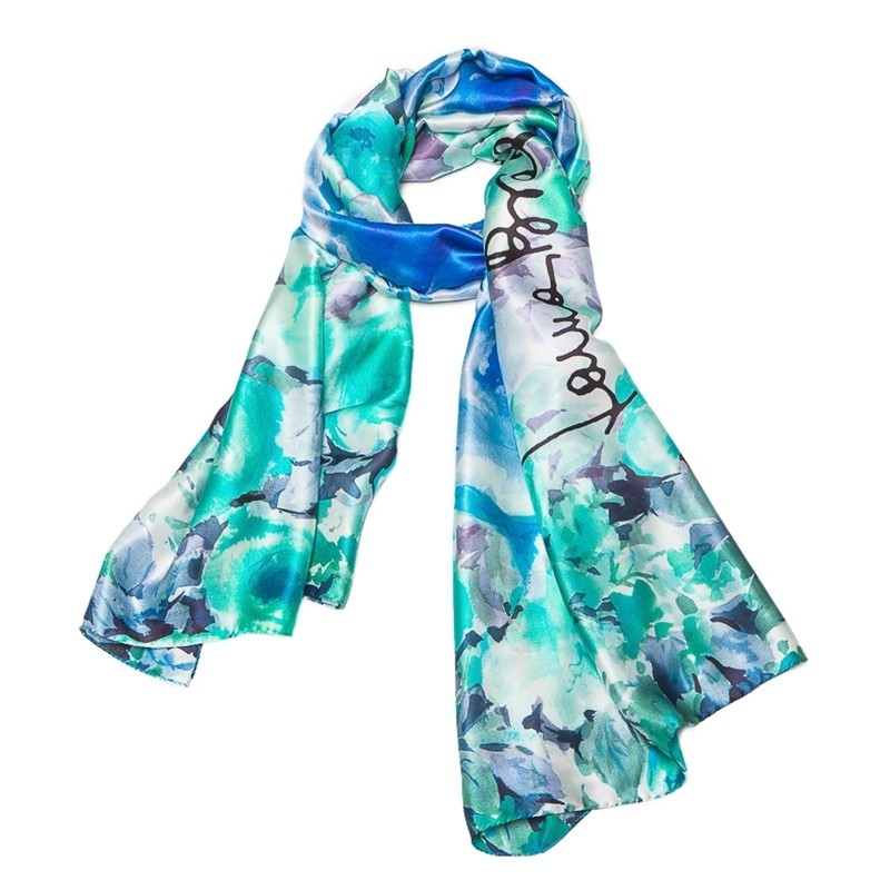 Silk Shawl Laura Biagiotti roses blu