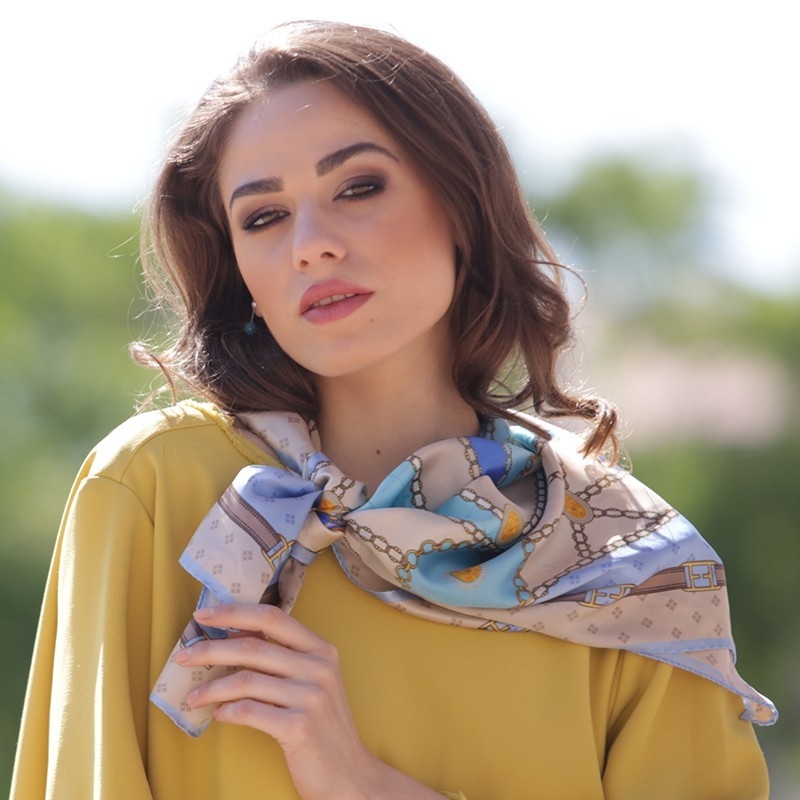 Esarfa matase naturala Mila Schon Timeless Blue