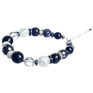 GIFT: Laura Biagiotti scarf and bracelet black onyx and crystal abstract ice