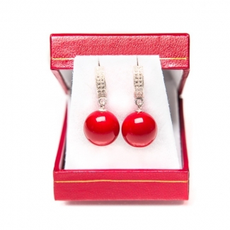 CADOU:EsarfaMarina D`Este I love you red si cercei argint coral rosu