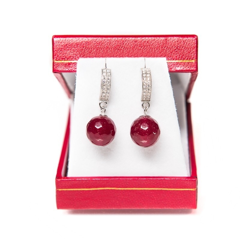 GIFT: agate bracelet - garnet cognac and brandy agate beads and silver earrings