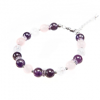 GIFT: Grace silk scarf and bracelet amethyst, rose quartz and crystal ice