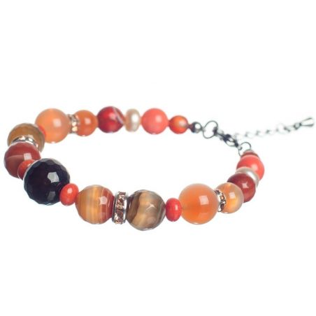 GIFT: olive paisley scarf and bracelet Marina D`Este orange agate and quartz