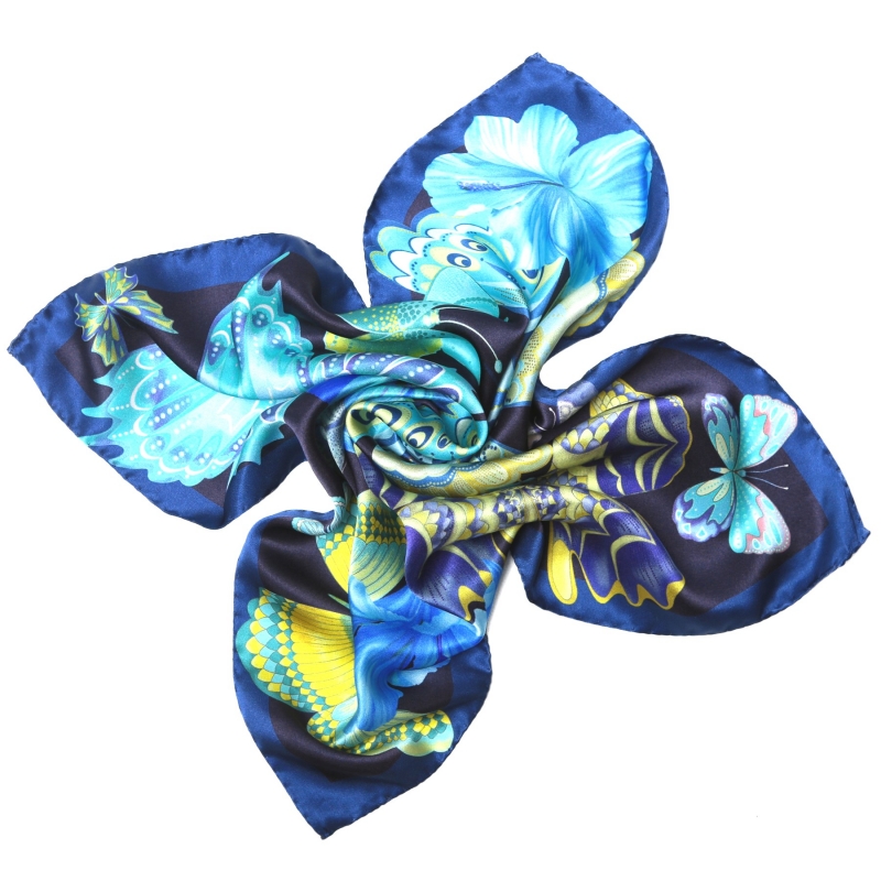Emozioni Navy silk scarf