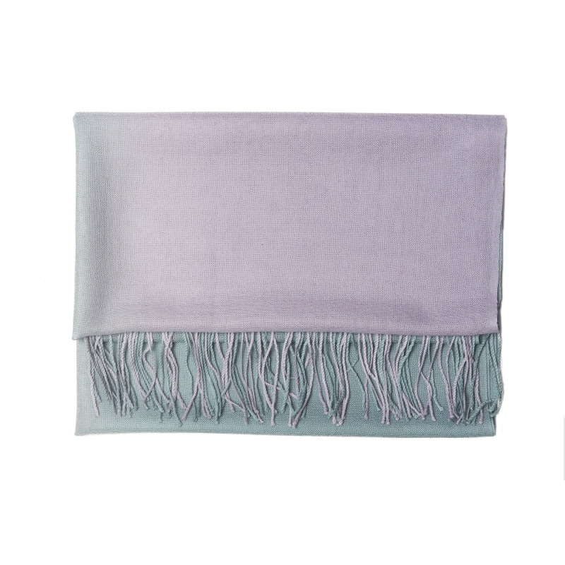 Wool scarf Mila Schon 2 tones mauve-green pale