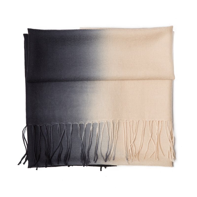 Wool scarf Mila Schon 2 tones black cream