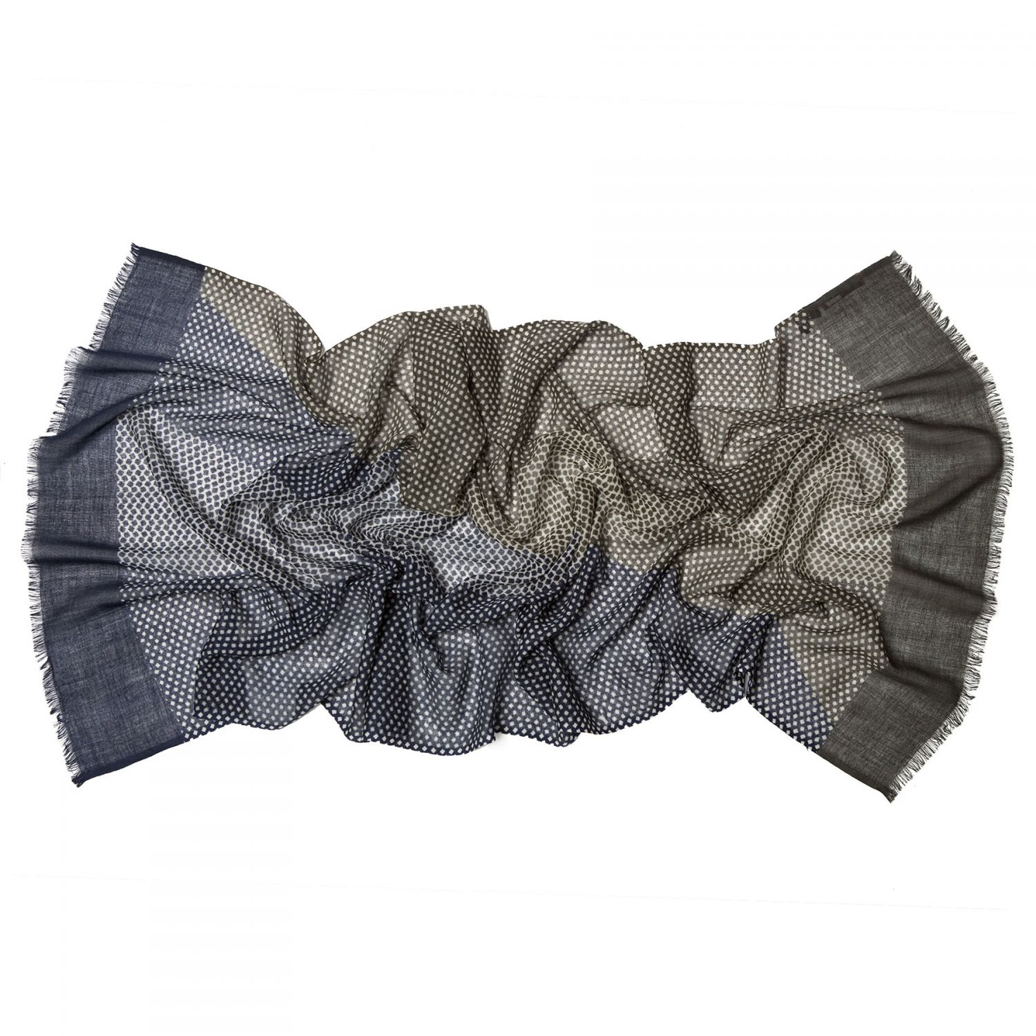 Wool scarf Mila Schon unisex green navy pattern