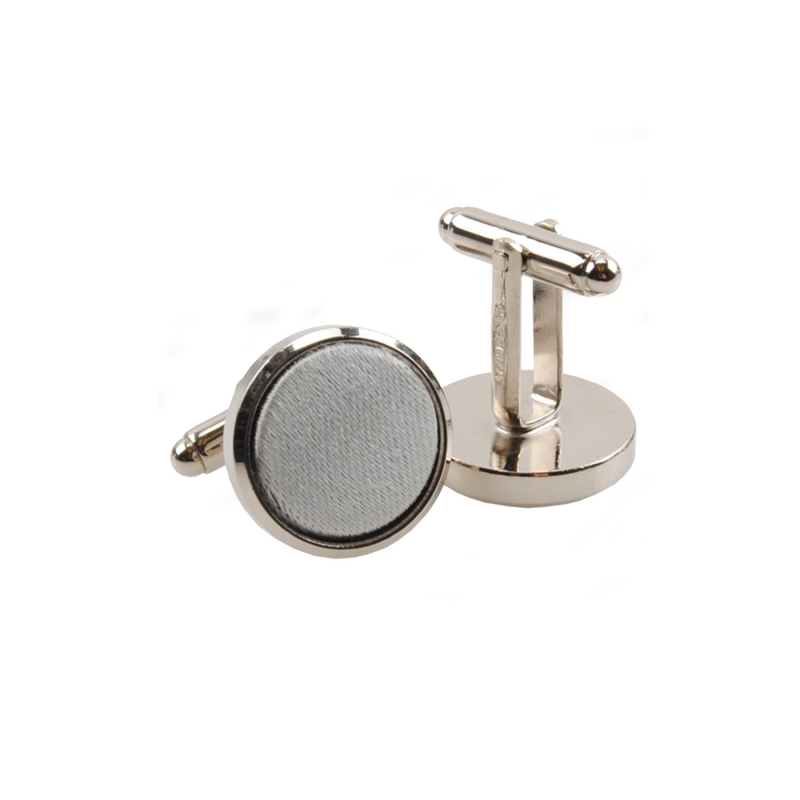 Butoni inox si matase negru