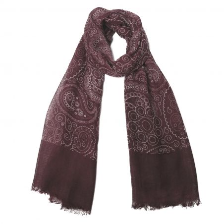 Wool scarf Mila Schon paisley purple
