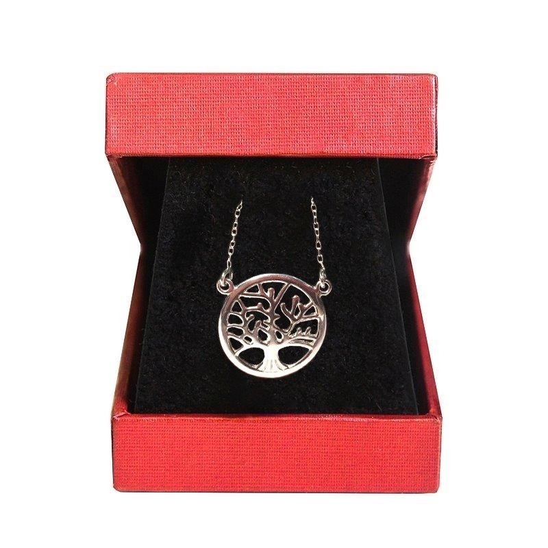 Gift: Silk scarf Jewellery Royal Purple and silver pendant tree of life