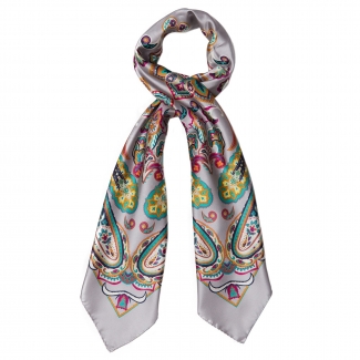 Esarfa matase M. Schon Endless Paisley Gri