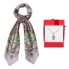 Gift: Silk scarf Endless Paisley Grey and silver pendant Swarovski