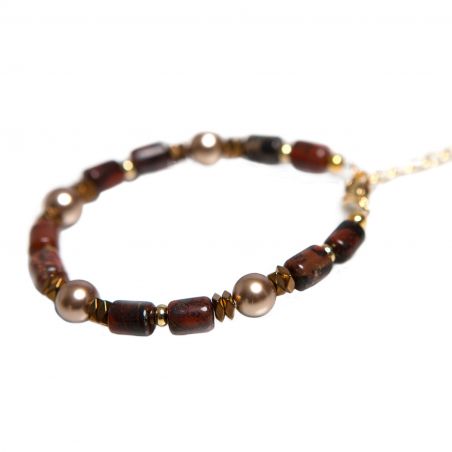 Egyptian Jasper tubes, hematite,  Swarovski beads, bracelet