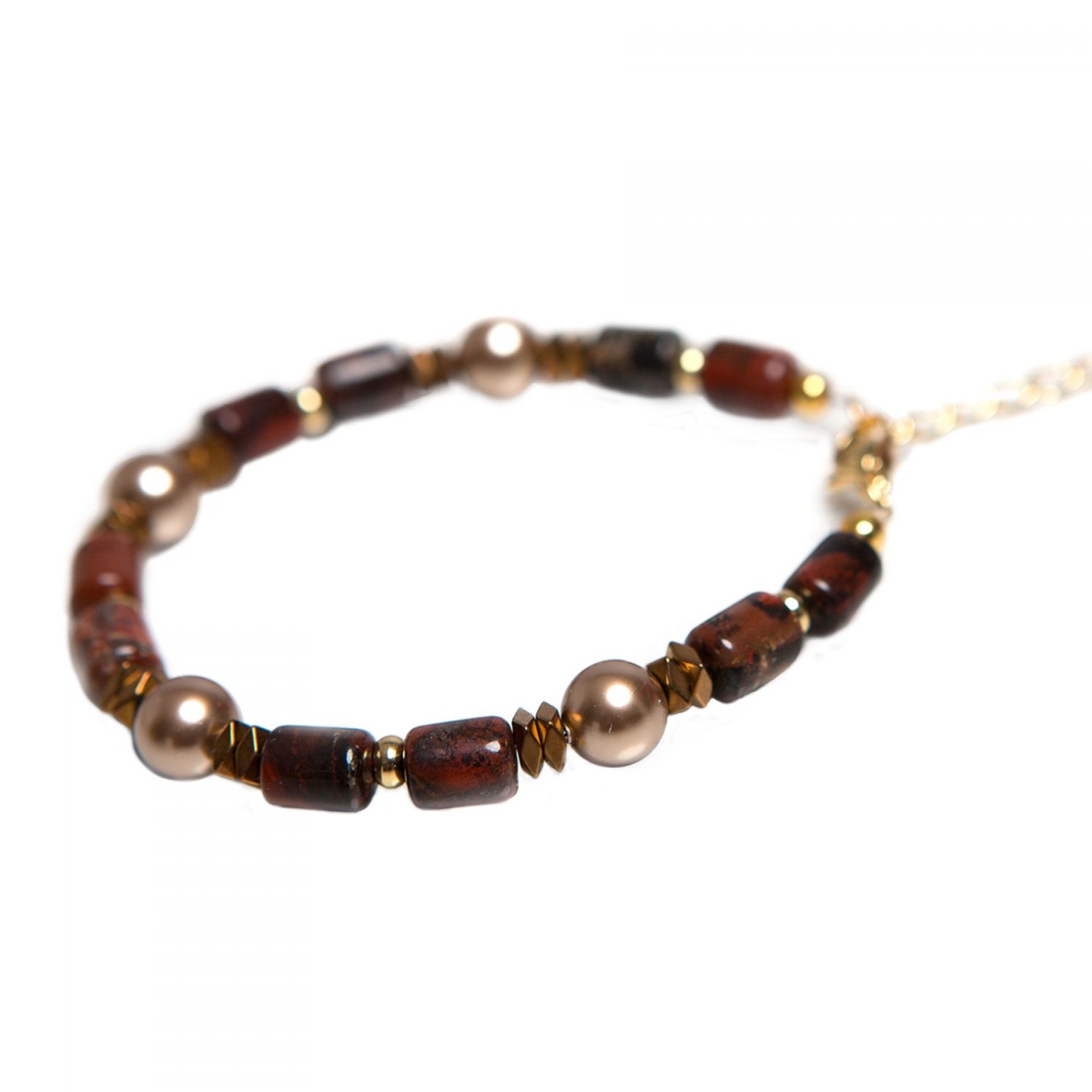 Egyptian Jasper tubes, hematite,  Swarovski beads, bracelet