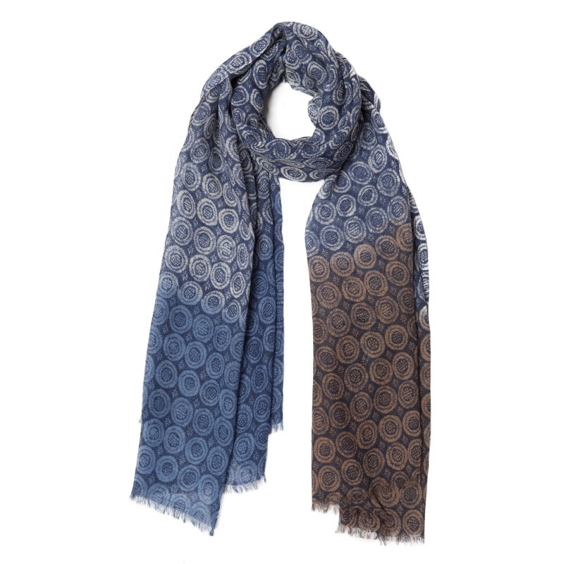 Esarfa lana Mila Schon unisex green navy pattern