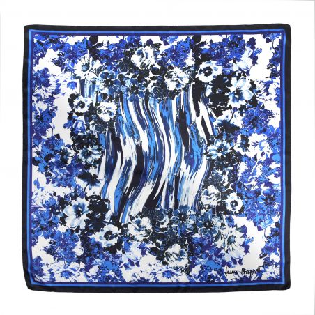 Radiant blue flowers Silk scarf