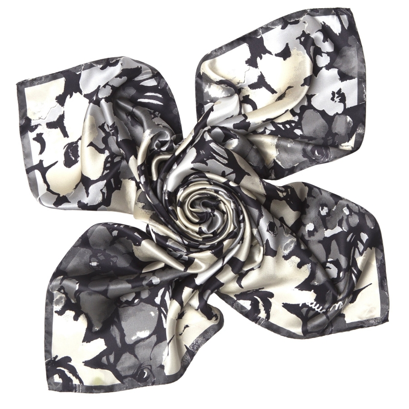 Esarfa matase Jardin de contrast black