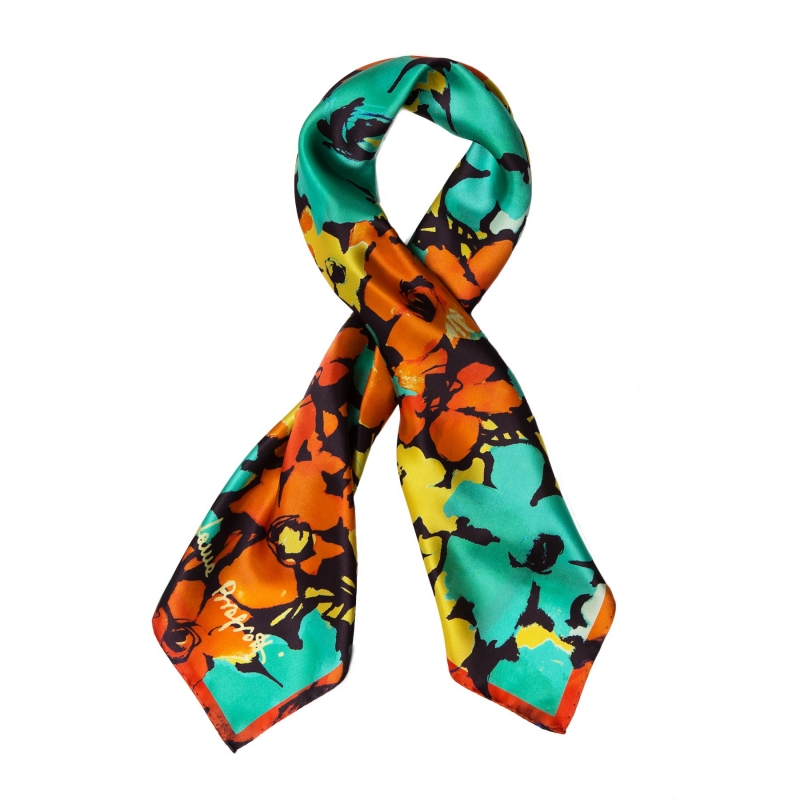 Jardin de contrast turcoise Silk scarf