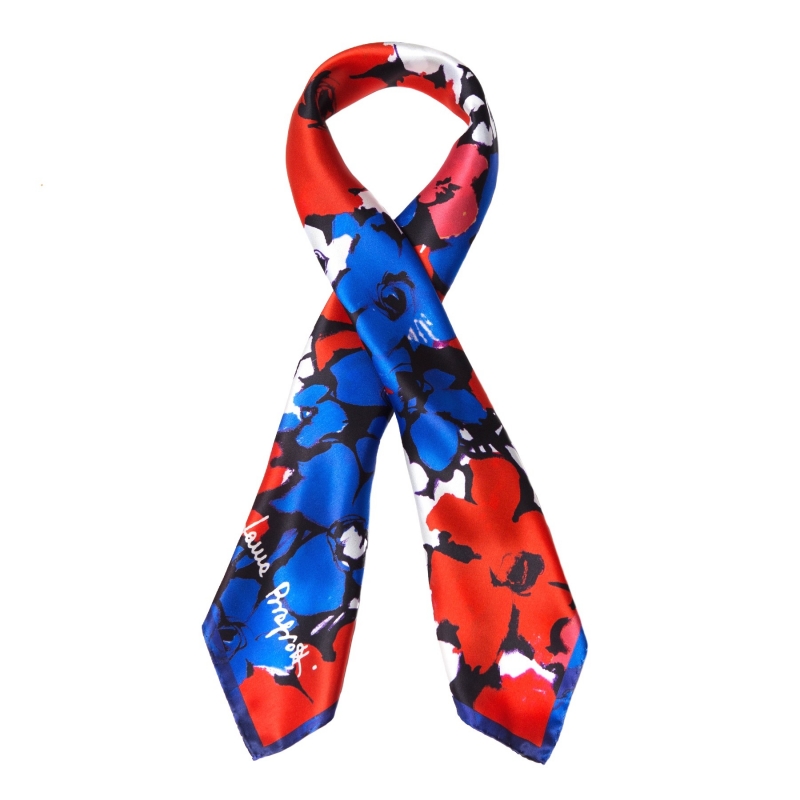 Jardin de contrast red Silk scarf