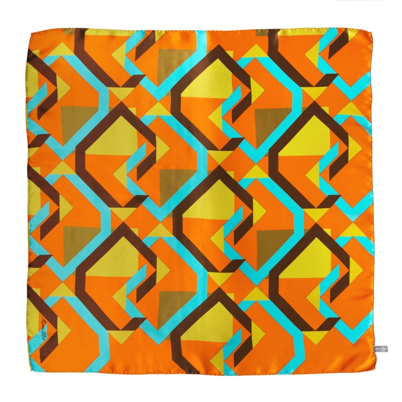 Esarfa matase Lost in geometry orange