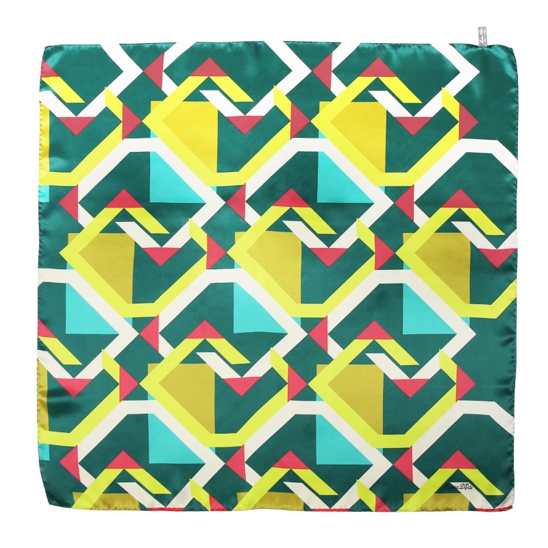 Lost in geometry green Silk scarf