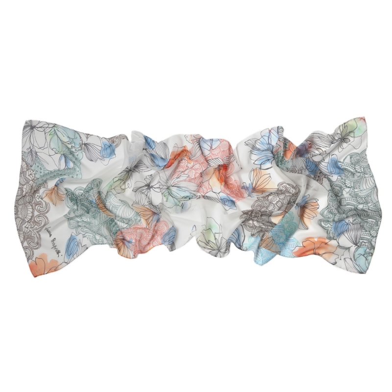 Silk shawl georgette Laura Biagiotti Tokio spring white