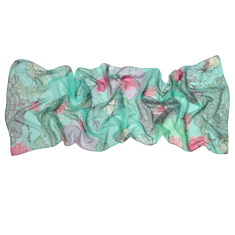Silk shawl georgette Laura Biagiotti Tokio spring turcoise