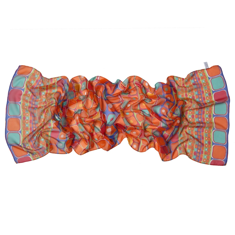 Silk shawl georgette Laura Biagiotti Mozaic orange