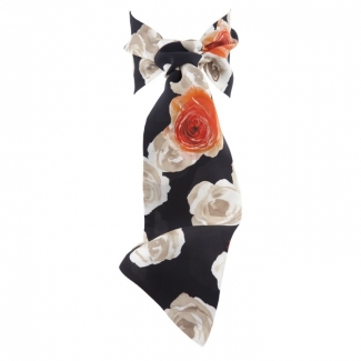 Eşarfă cu volan trandafiri albi