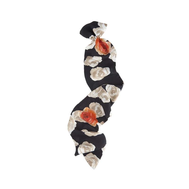 Eşarfă cu volan trandafiri albi